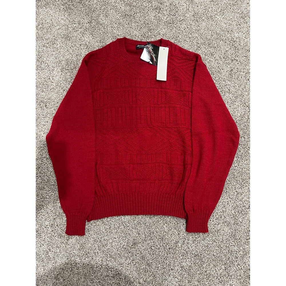Reed St James Mens Red Textured Crewneck Sweater XL Made in USA NWT 4R812